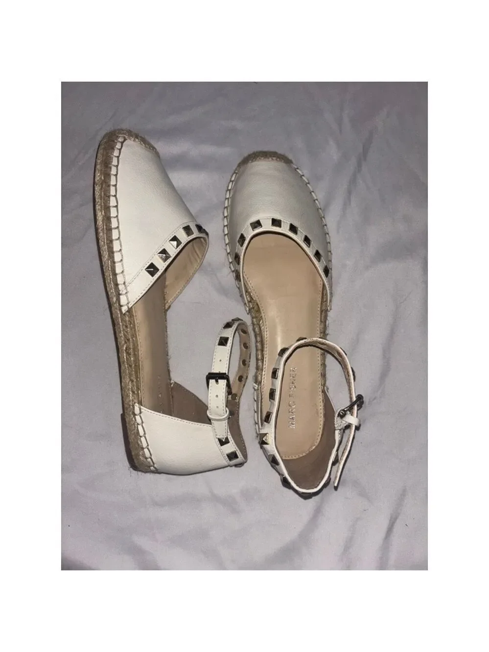 Mark Fisher Graze 2 Grunge Glam Gold Studded Vegan Leather espadrille Sandal 10M